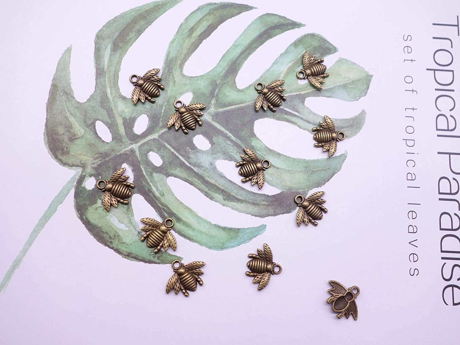 100 Pcs Alloy Bee Charms Honeybee Pendant for DIY Craft Necklace Bracelet Jewelry Making(Antique Bronze) Antique Bronze