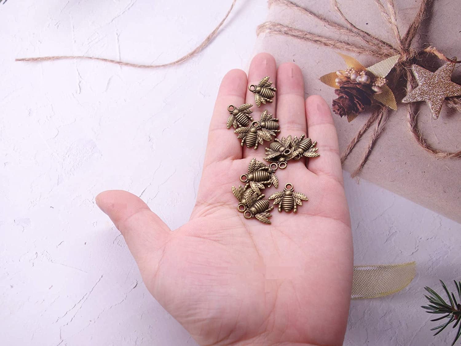 100 Pcs Alloy Bee Charms Honeybee Pendant for DIY Craft Necklace Bracelet Jewelry Making(Antique Bronze) Antique Bronze
