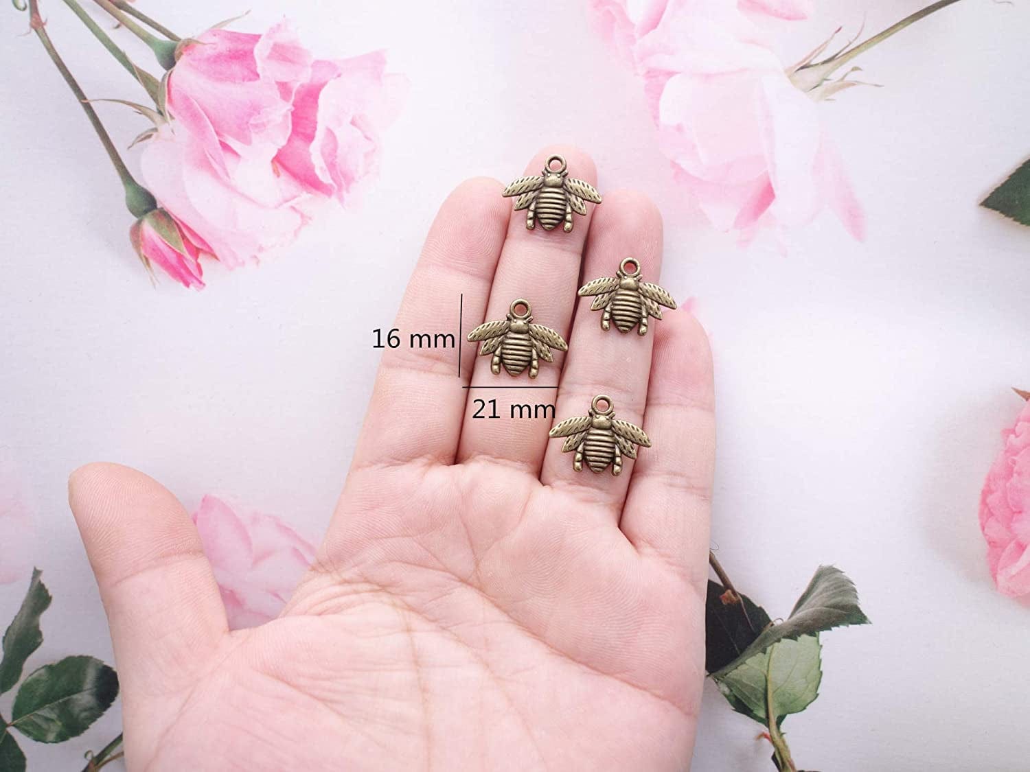 100 Pcs Alloy Bee Charms Honeybee Pendant for DIY Craft Necklace Bracelet Jewelry Making(Antique Bronze) Antique Bronze