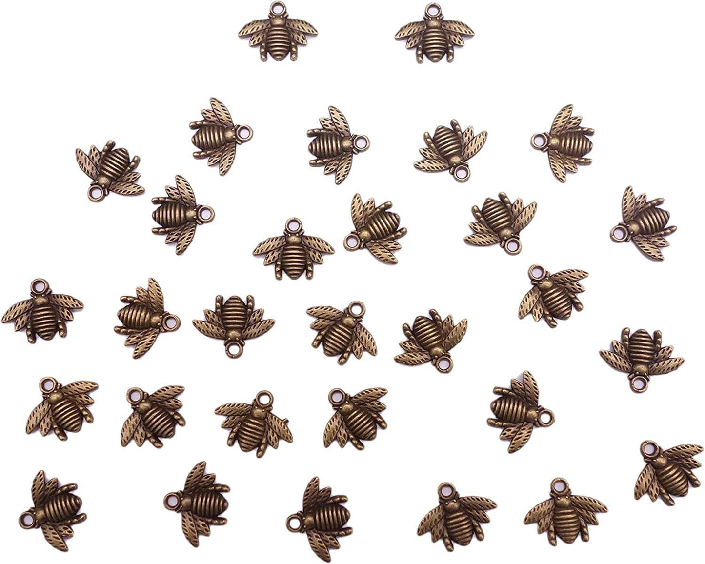 100 Pcs Alloy Bee Charms Honeybee Pendant for DIY Craft Necklace Bracelet Jewelry Making(Antique Bronze) Antique Bronze