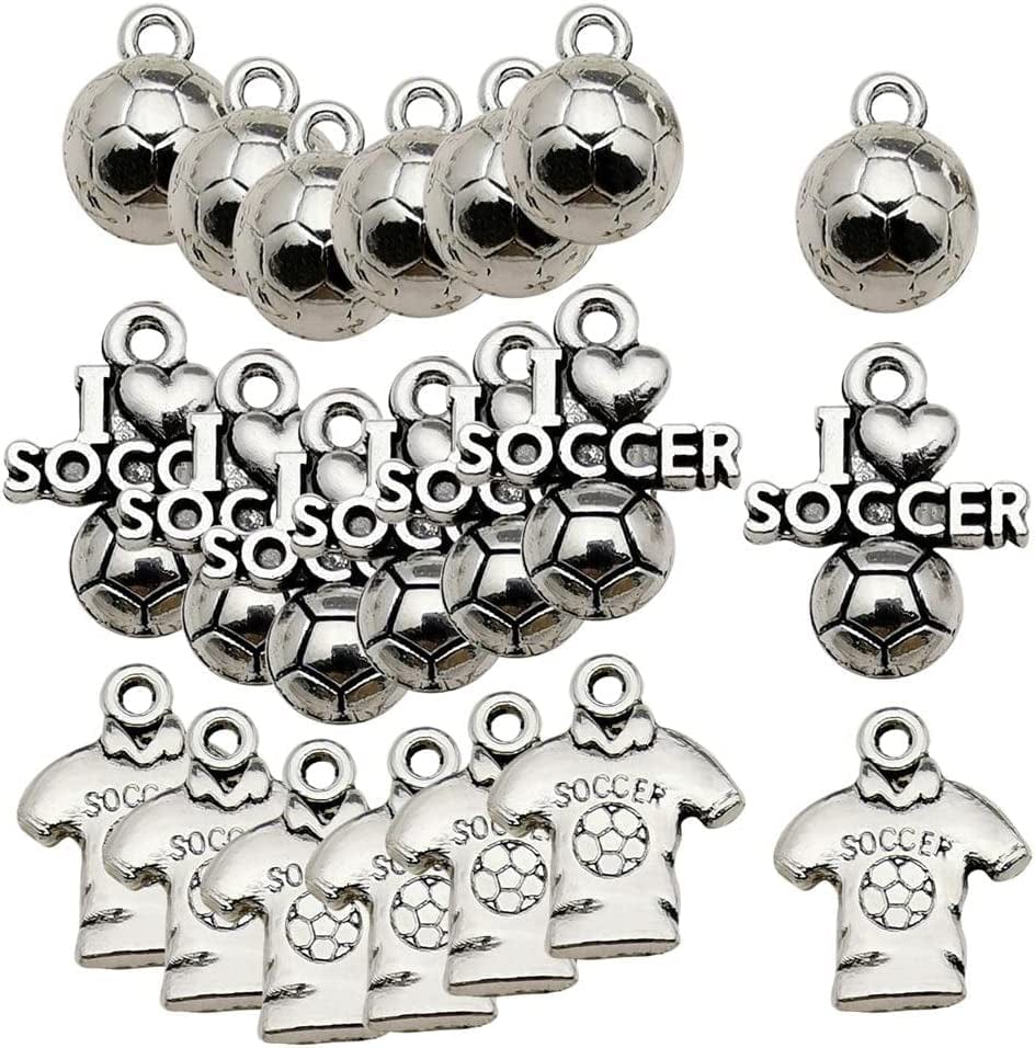 100 Pcs Craft Supplies Mixed Antique Silver Sun Moon Stars Charms Pendants for Crafting Jewelry Findings Making Accessory for DIY Necklace Bracelet (M417) Soccer Charms