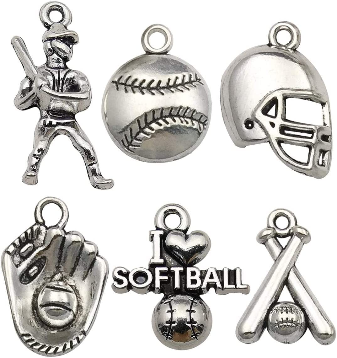 100 Pcs Craft Supplies Mixed Antique Silver Sun Moon Stars Charms Pendants for Crafting Jewelry Findings Making Accessory for DIY Necklace Bracelet (M417) Softball Charms