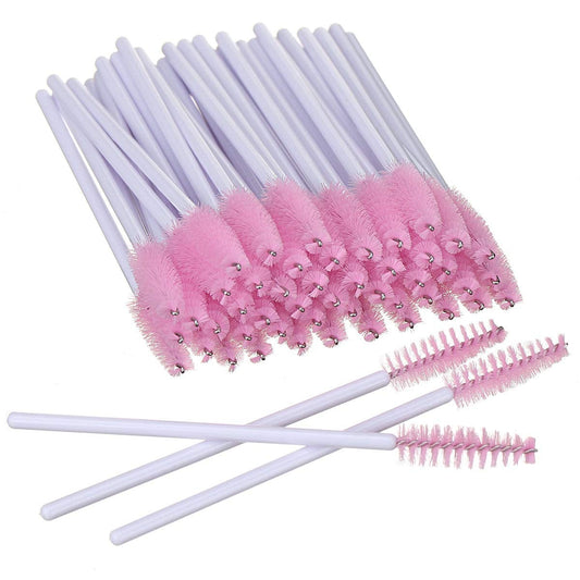 100 PCS Mascara Brushes Disposable Eyelash Brushes Eye Lash Eyebrow Applicator Cosmetic Makeup Brush Tool (White-Pink) Health & Beauty > Personal Care > Cosmetics > Cosmetic Tools > Makeup Tools Elisel White-Pink