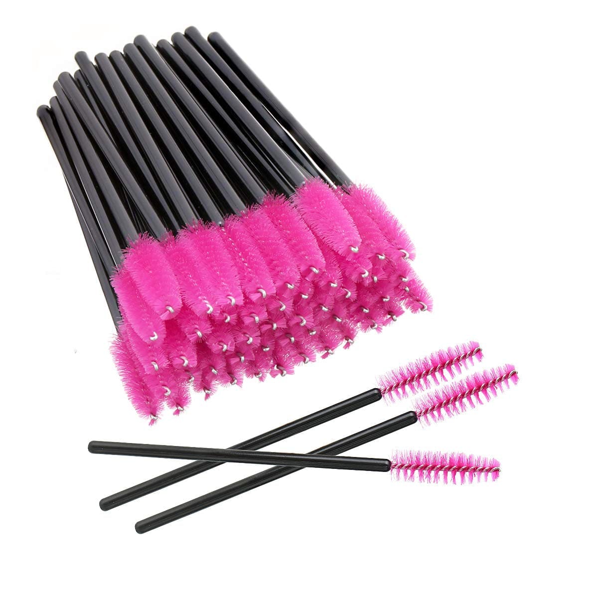 100 PCS Mascara Brushes Disposable Eyelash Brushes Eye Lash Eyebrow Applicator Cosmetic Makeup Brush Tool (White-Pink) Health & Beauty > Personal Care > Cosmetics > Cosmetic Tools > Makeup Tools Elisel Black-Rose