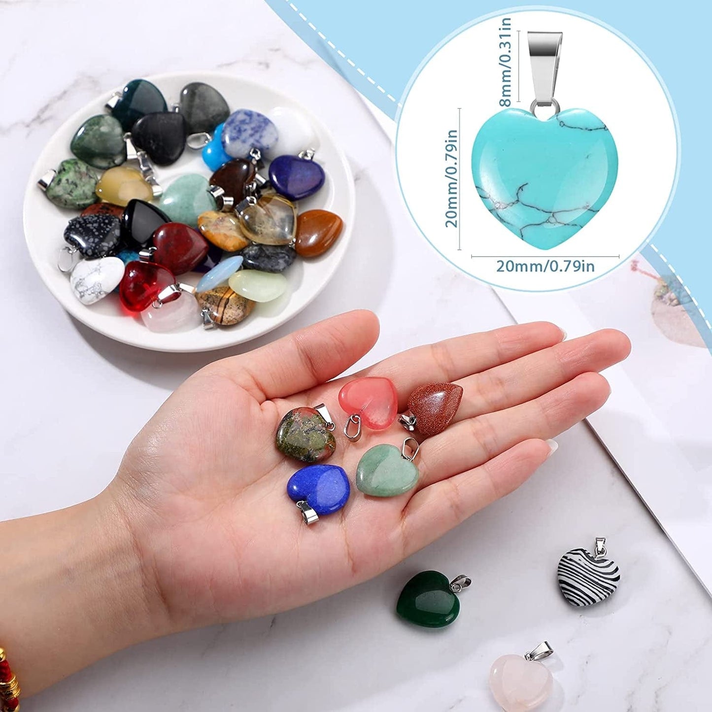 100 Pcs Natural Crystal Charms Bulk Assorted Stone Pendant Gemstone Pendants Charms Crystal Pocket Carved Quartz Chakra Reiki Beads Decor for Jewelry Making DIY Necklace Bracelet