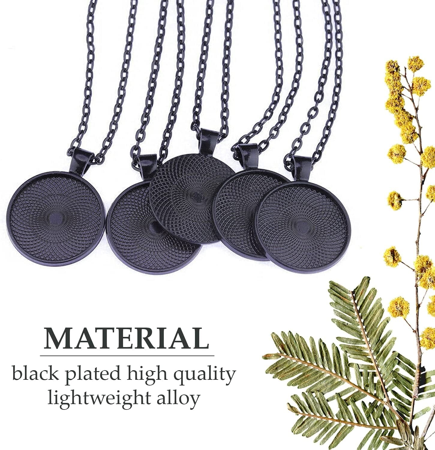 100 PCS round Bezel Pendant Blanks - Bezel Pendant Cabochons for Jewelry Making Trays | Cabochon Pendant Settings for DIY Crafting Tray Photo Keychain round Charms Jewelry Making Supplies