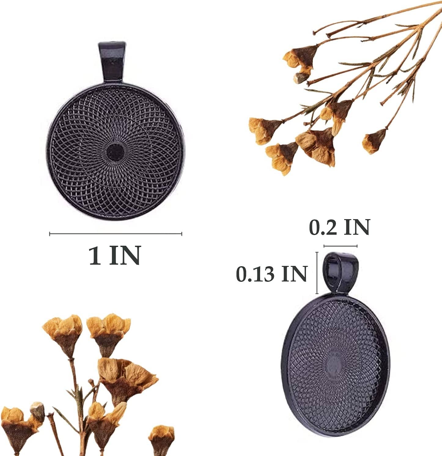 100 PCS round Bezel Pendant Blanks - Bezel Pendant Cabochons for Jewelry Making Trays | Cabochon Pendant Settings for DIY Crafting Tray Photo Keychain round Charms Jewelry Making Supplies