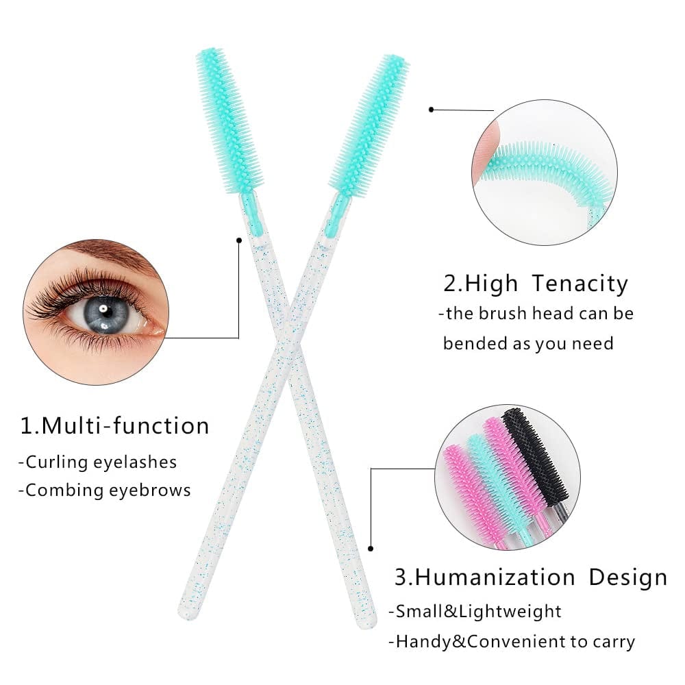 100 Pcs Silicone Mascara Wands Disposable Eyelash Brushes for Extensions Lash Applicators Makeup Tool Kit (Crystal Blue/ Mint Green) Health & Beauty > Personal Care > Cosmetics > Cosmetic Tools > Makeup Tools Mekupeu