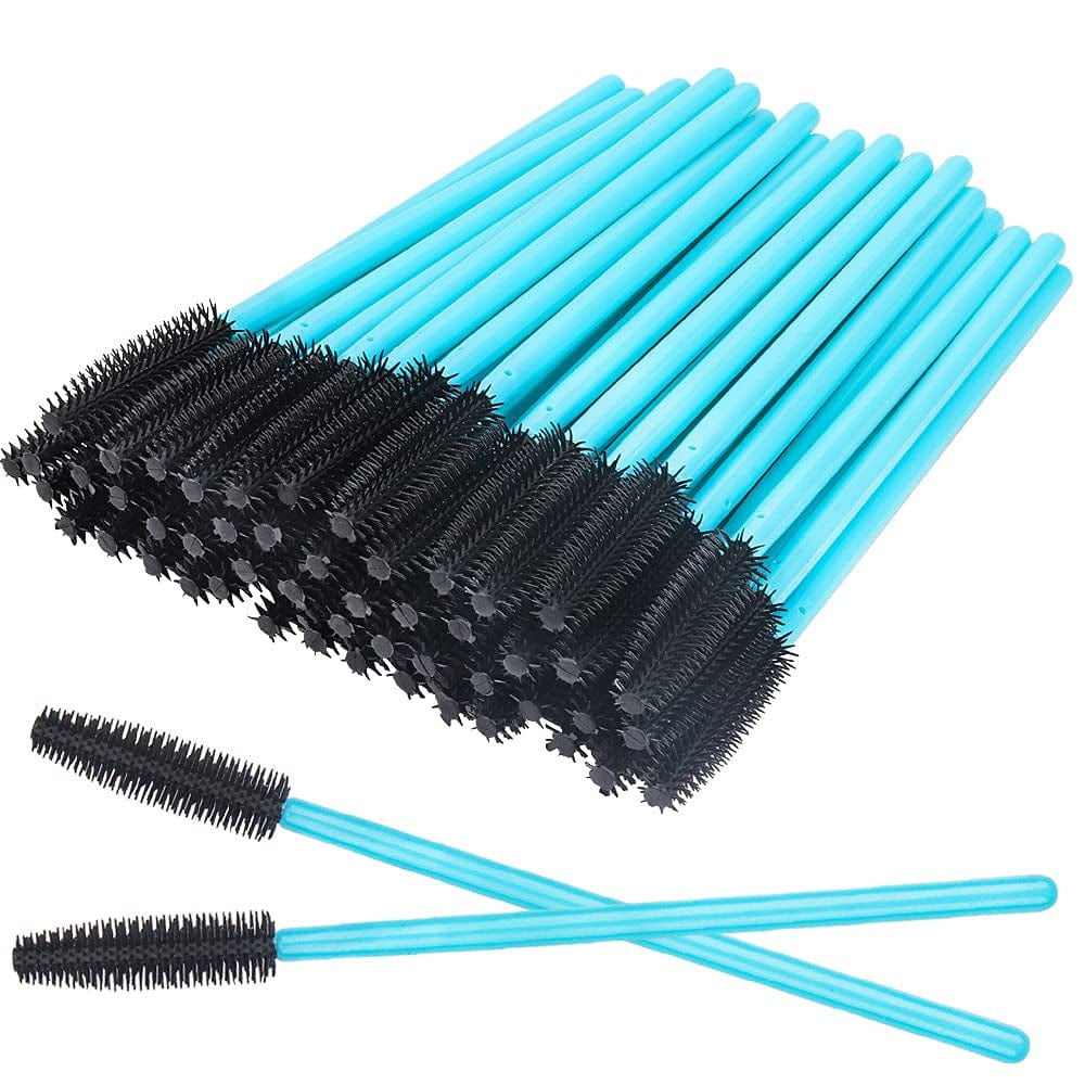 100 Pcs Silicone Mascara Wands Disposable Eyelash Brushes for Extensions Lash Applicators Makeup Tool Kit (Crystal Blue/ Mint Green) Health & Beauty > Personal Care > Cosmetics > Cosmetic Tools > Makeup Tools Mekupeu Blue Handle/Black Brush Head
