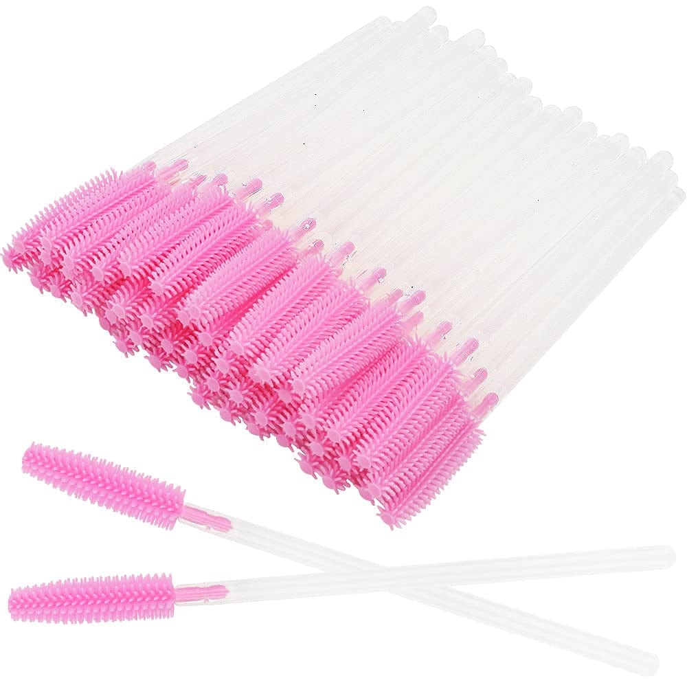 100 Pcs Silicone Mascara Wands Disposable Eyelash Brushes for Extensions Lash Applicators Makeup Tool Kit (Crystal Blue/ Mint Green) Health & Beauty > Personal Care > Cosmetics > Cosmetic Tools > Makeup Tools Mekupeu Clear Handle/Light Pink Brush Head