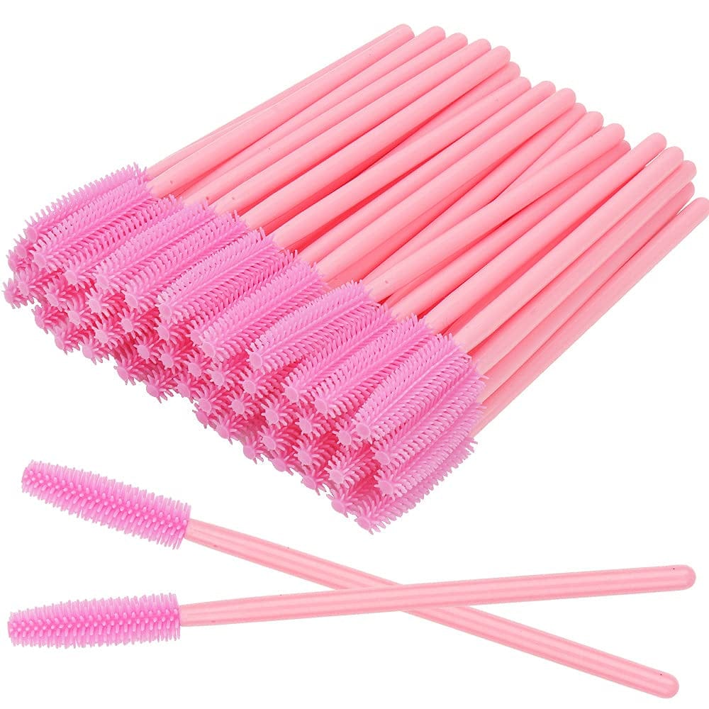 100 Pcs Silicone Mascara Wands Disposable Eyelash Brushes for Extensions Lash Applicators Makeup Tool Kit (Crystal Blue/ Mint Green) Health & Beauty > Personal Care > Cosmetics > Cosmetic Tools > Makeup Tools Mekupeu Pink Handle/Pink Brush Head