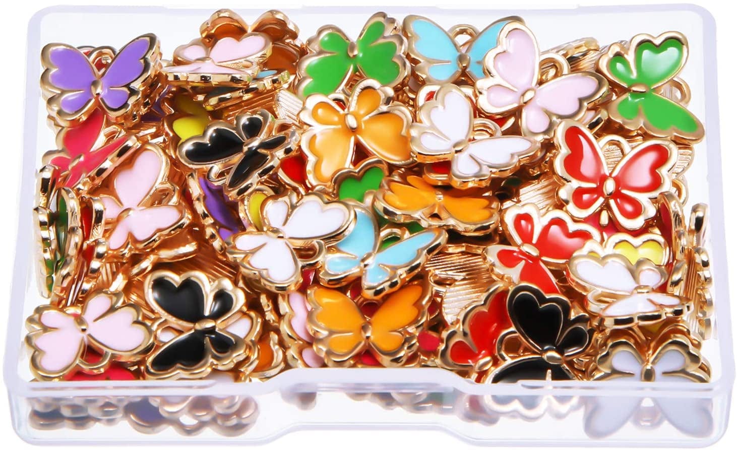 100 Pieces Colorful Butterfly Charms for Jewelry Making Enamel Butterfly Pendant Jewelry Butterfly Charm Alloy Butterfly Jewelry Charm for Necklace Bracelet Earrings DIY Supplies