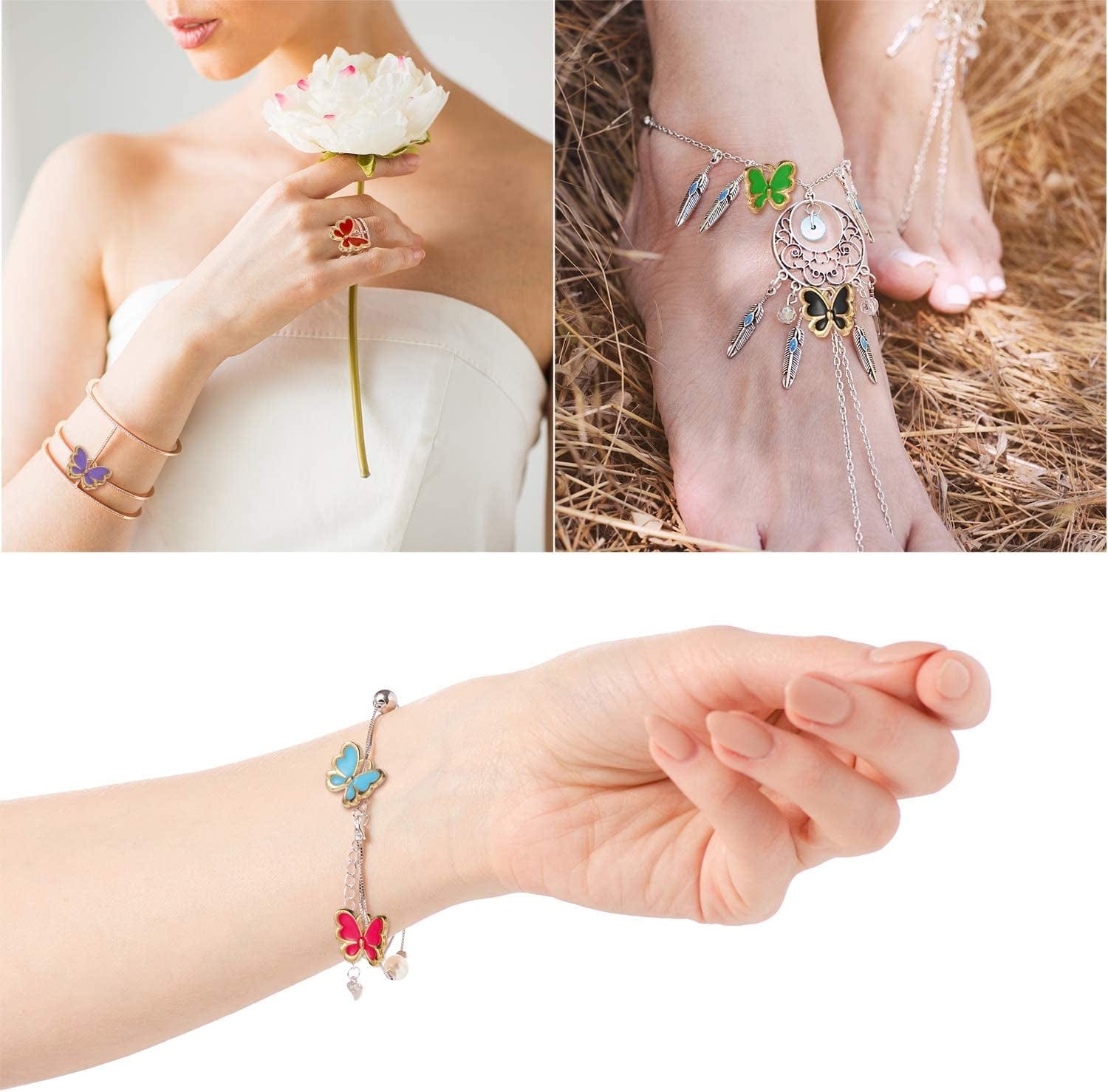 100 Pieces Colorful Butterfly Charms for Jewelry Making Enamel Butterfly Pendant Jewelry Butterfly Charm Alloy Butterfly Jewelry Charm for Necklace Bracelet Earrings DIY Supplies