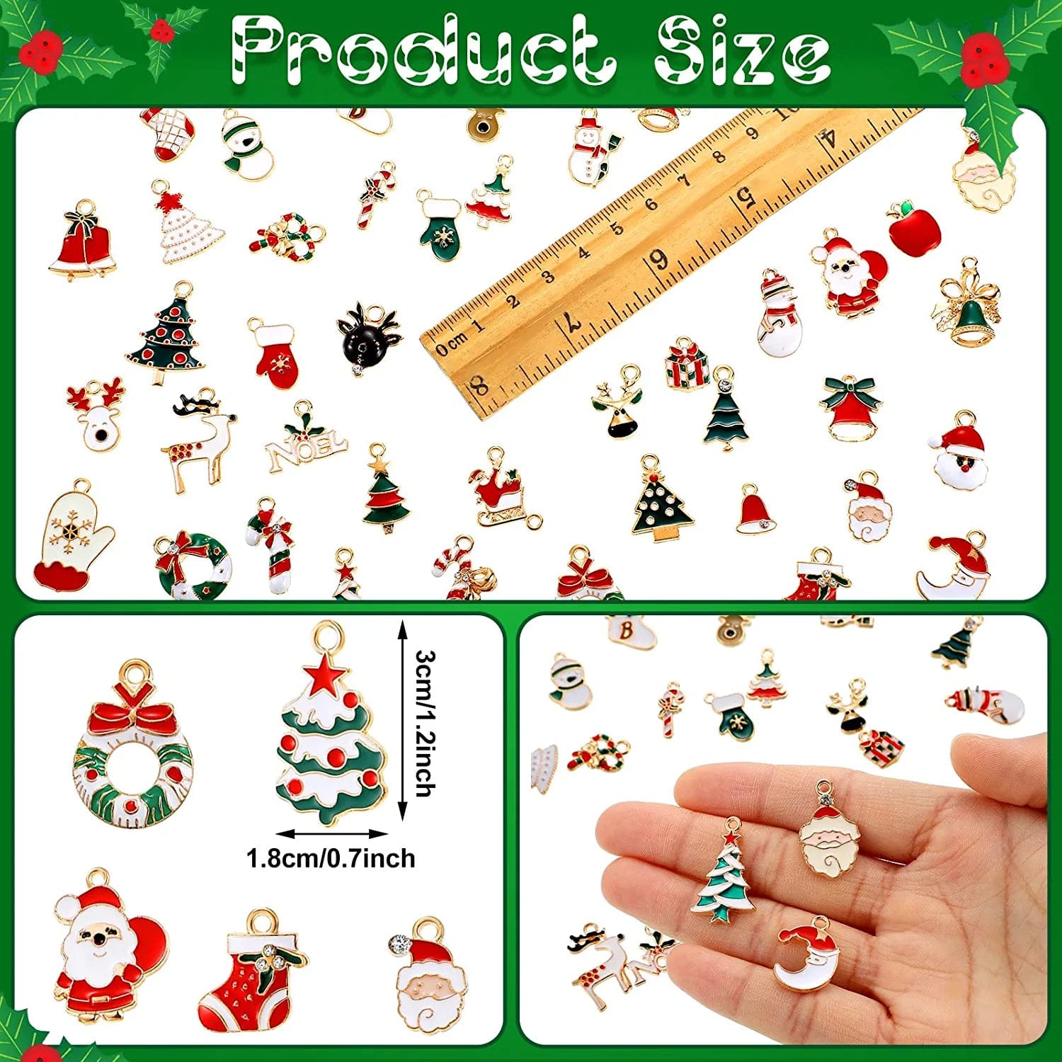 100 Pieces Cute Christmas Charms Pendants Xmas Santa Claus Pendants Mini Alloy Charms DIY Reindeer Pendants Snowman Charms for Necklace Bracelet Earrings Crafting Decoration Supplies