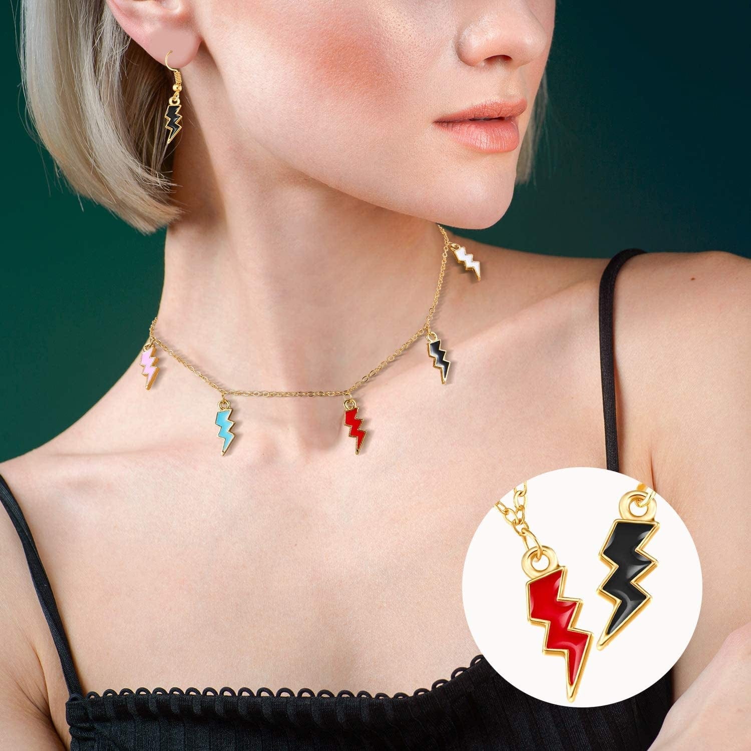 100 Pieces Enamel Flash Shape Charms Mixed Color Zinc Alloy Enamel Charms Pendants for Bracelet Necklace Earrings Pendant DIY Jewelry Making Supplies, 5 Colors