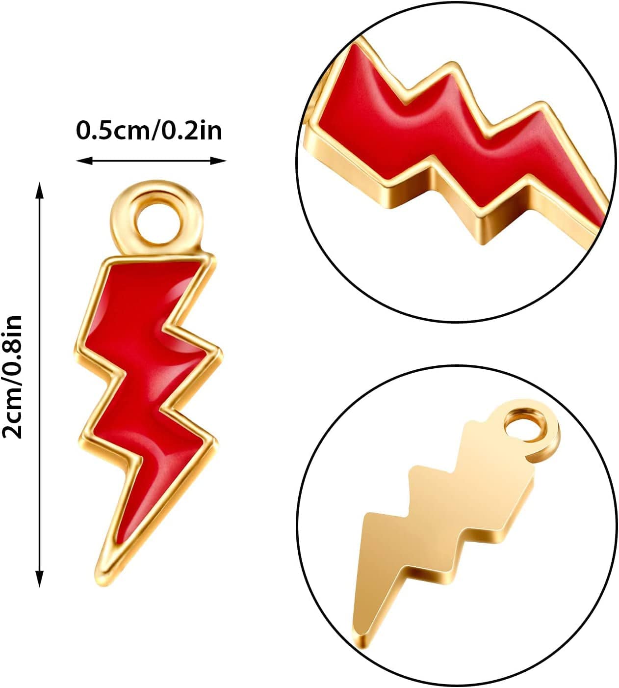 100 Pieces Enamel Flash Shape Charms Mixed Color Zinc Alloy Enamel Charms Pendants for Bracelet Necklace Earrings Pendant DIY Jewelry Making Supplies, 5 Colors