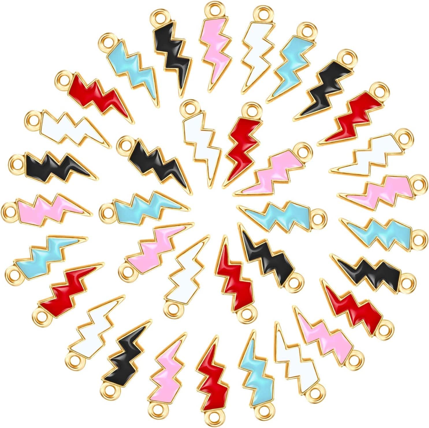 100 Pieces Enamel Flash Shape Charms Mixed Color Zinc Alloy Enamel Charms Pendants for Bracelet Necklace Earrings Pendant DIY Jewelry Making Supplies, 5 Colors