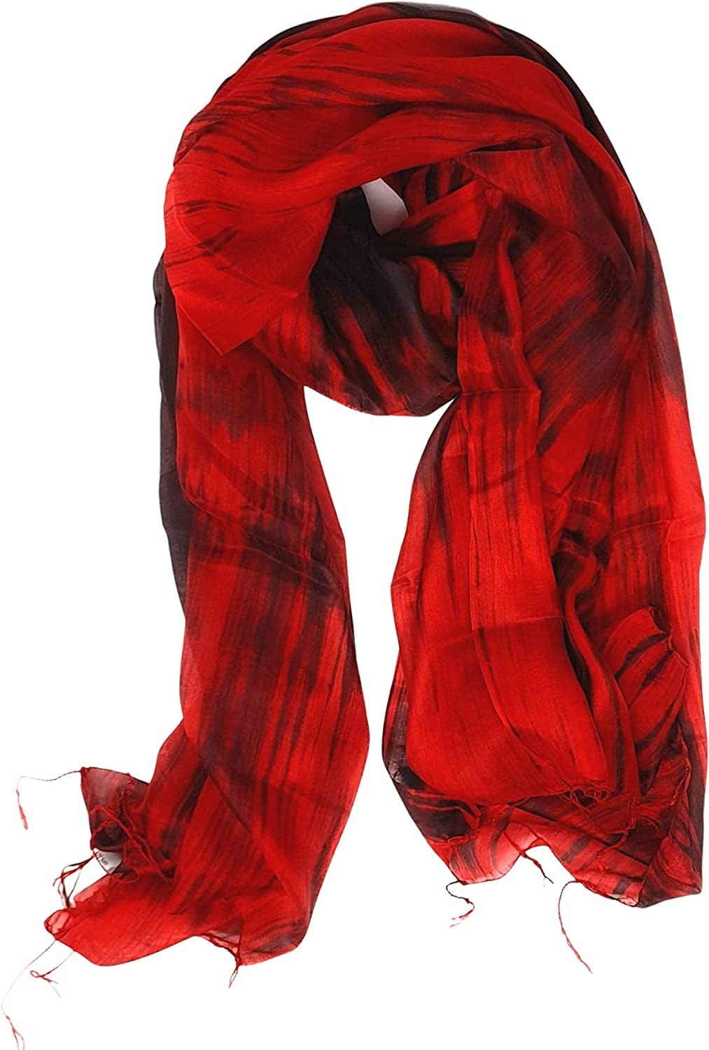 100% Pure Silk Scarf Woman'S Scarves Shawl Wrap Hand Painted Silk Scarf Apparel & Accessories > Clothing Accessories > Scarves & Shawls Millie & Boo Red, Black