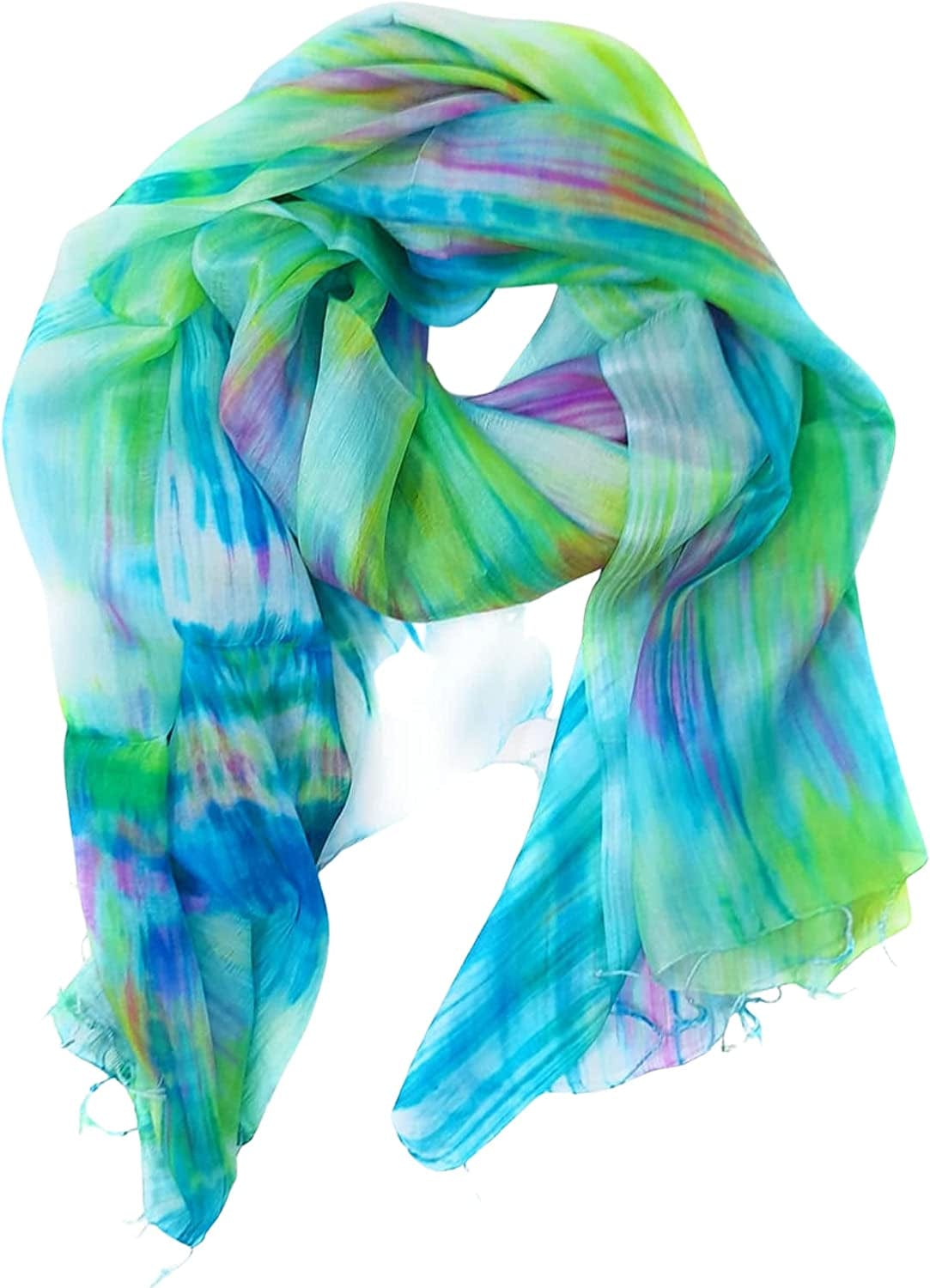 100% Pure Silk Scarf Woman'S Scarves Shawl Wrap Hand Painted Silk Scarf Apparel & Accessories > Clothing Accessories > Scarves & Shawls Millie & Boo Blue, Green, Pink, Purple