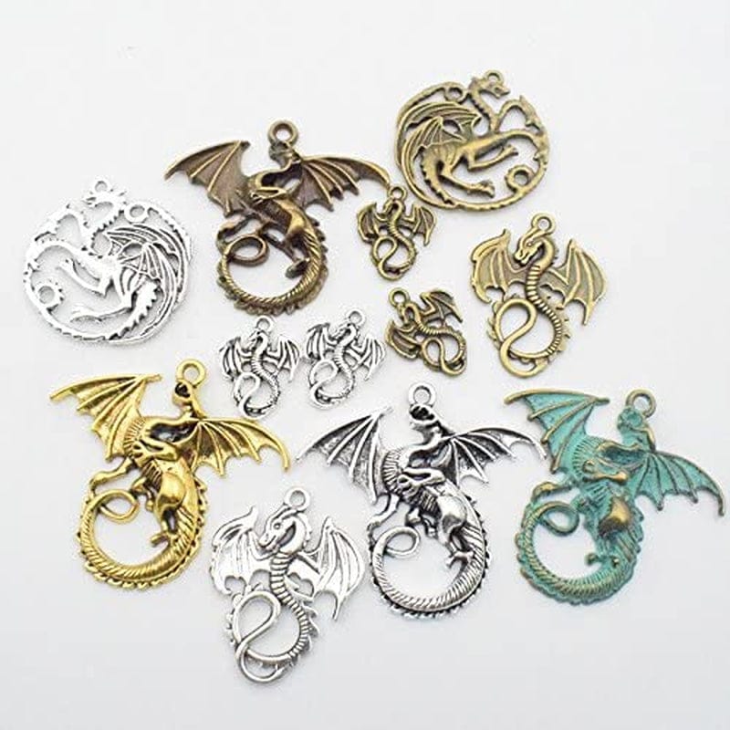 100G (20Pcs) Craft Supplies Mixed Flying Dragon Charms Pendants Beads Charms Pendants for Crafting, Jewelry Findings Making Accessory for DIY Necklace Bracelet (M015)