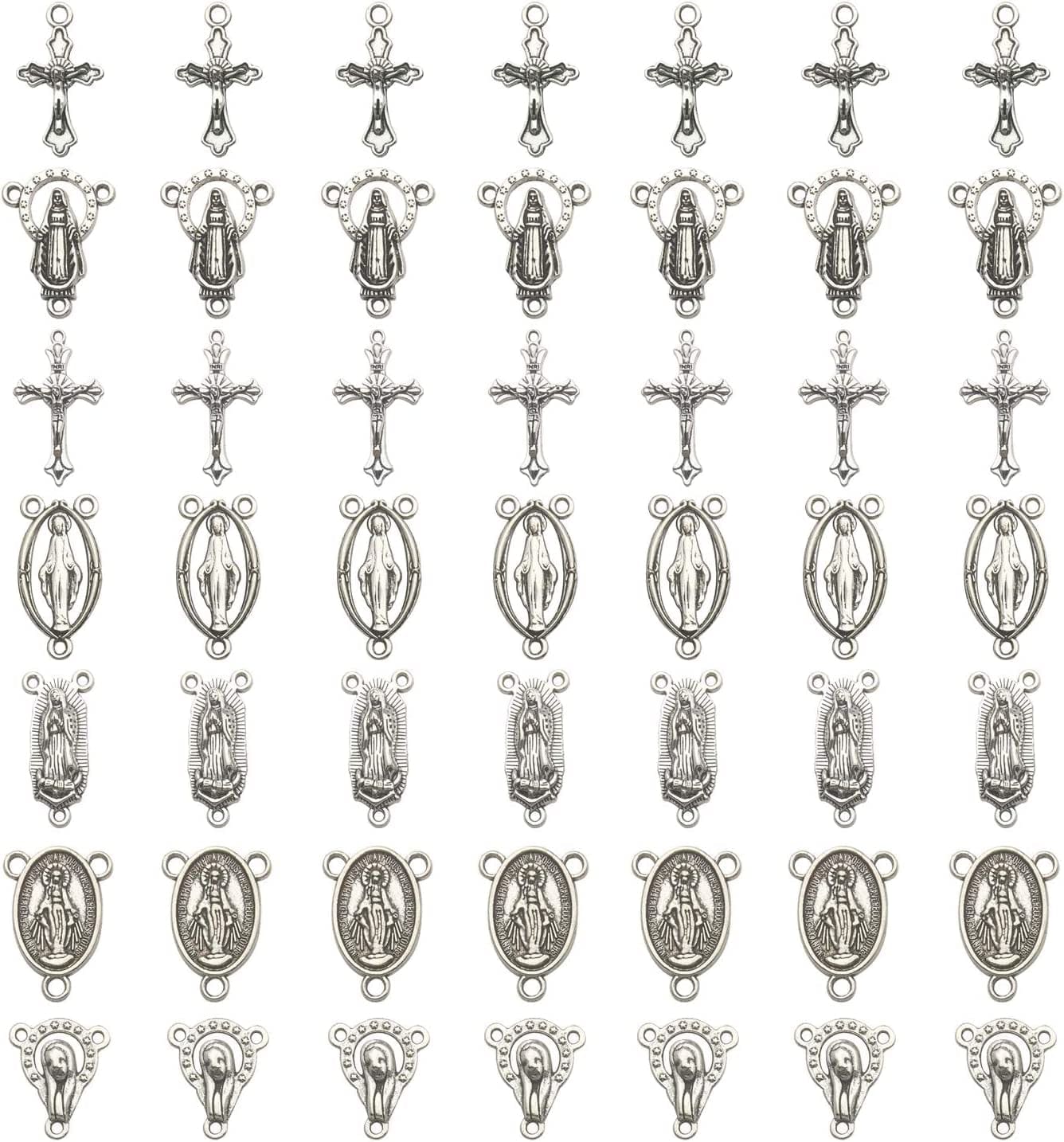 100G (66Pcs) Craft Supplies Antique Silver Wings Angel Fairy Charms Pendants Jewelry Findings for DIY Necklace Bracelet Making Accessory SM151 Cross