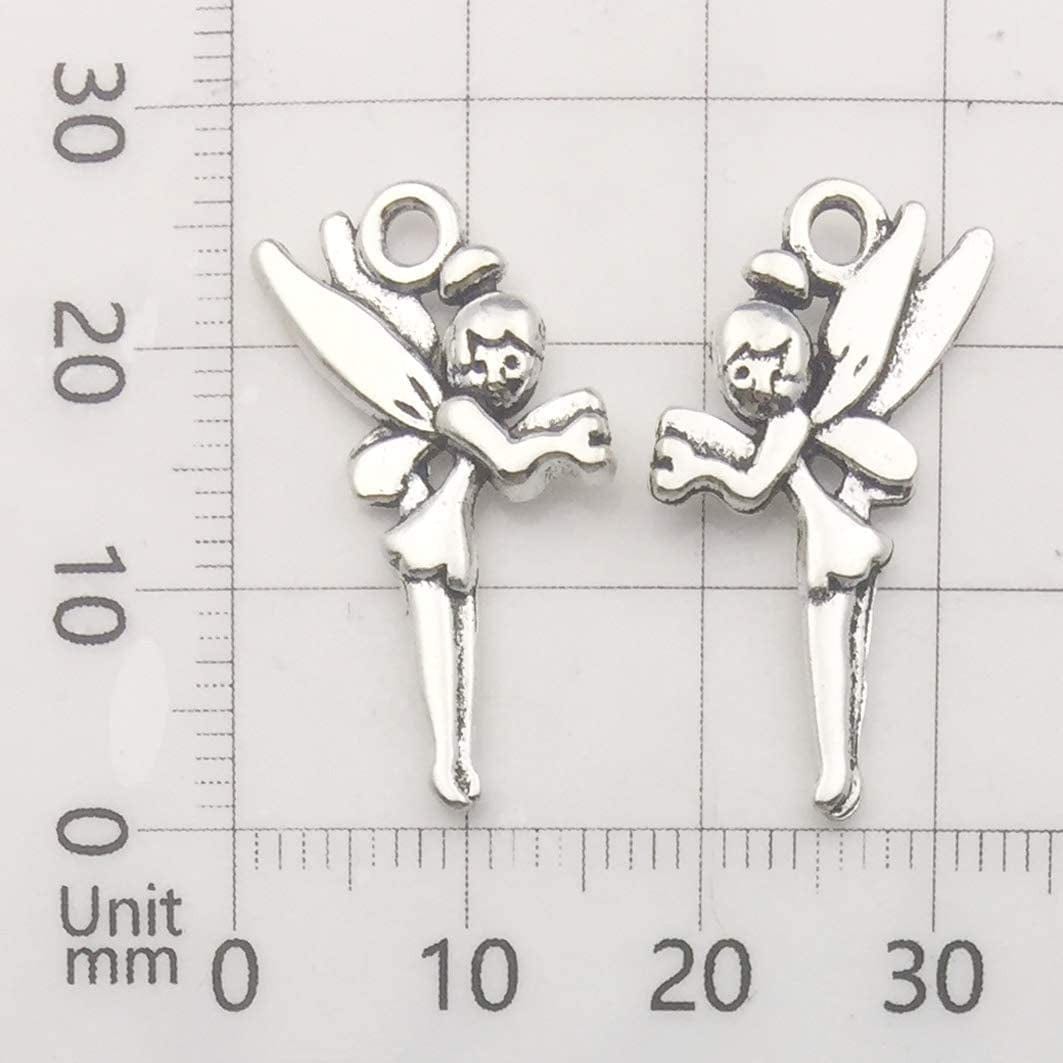 100G (66Pcs) Craft Supplies Antique Silver Wings Angel Fairy Charms Pendants Jewelry Findings for DIY Necklace Bracelet Making Accessory SM151