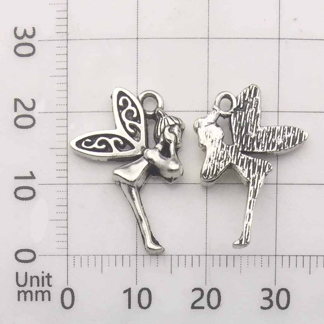 100G (66Pcs) Craft Supplies Antique Silver Wings Angel Fairy Charms Pendants Jewelry Findings for DIY Necklace Bracelet Making Accessory SM151