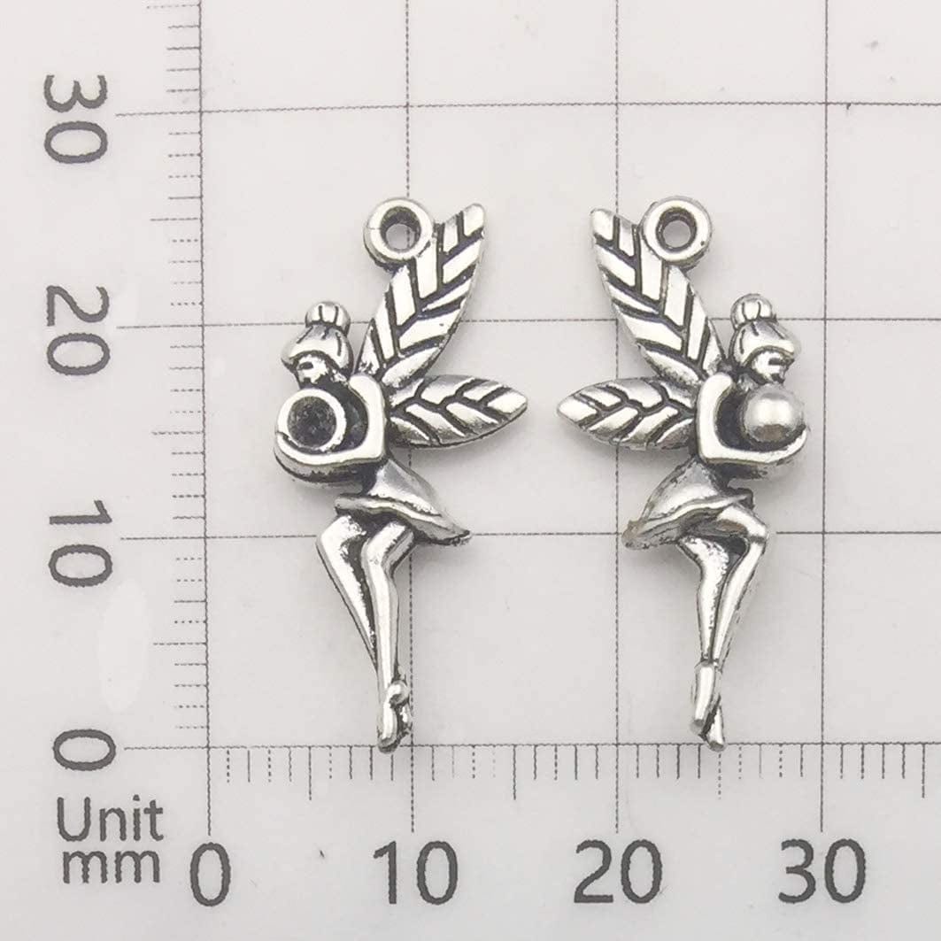 100G (66Pcs) Craft Supplies Antique Silver Wings Angel Fairy Charms Pendants Jewelry Findings for DIY Necklace Bracelet Making Accessory SM151