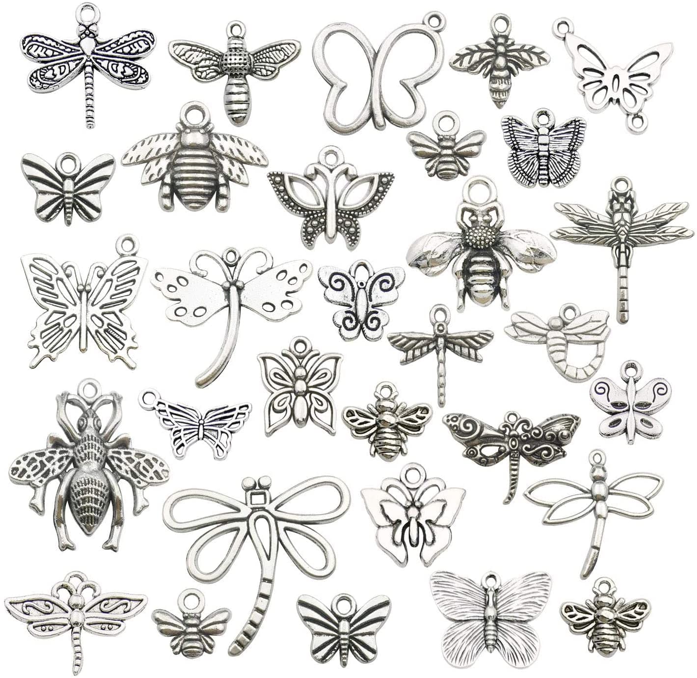 100G(80Pcs) Craft Supplies Antique Silver Animals Cat Dog Pet Charms Pendants for Crafting, Jewelry Findings Making Accessory for DIY Necklace Bracelet (M293) M295