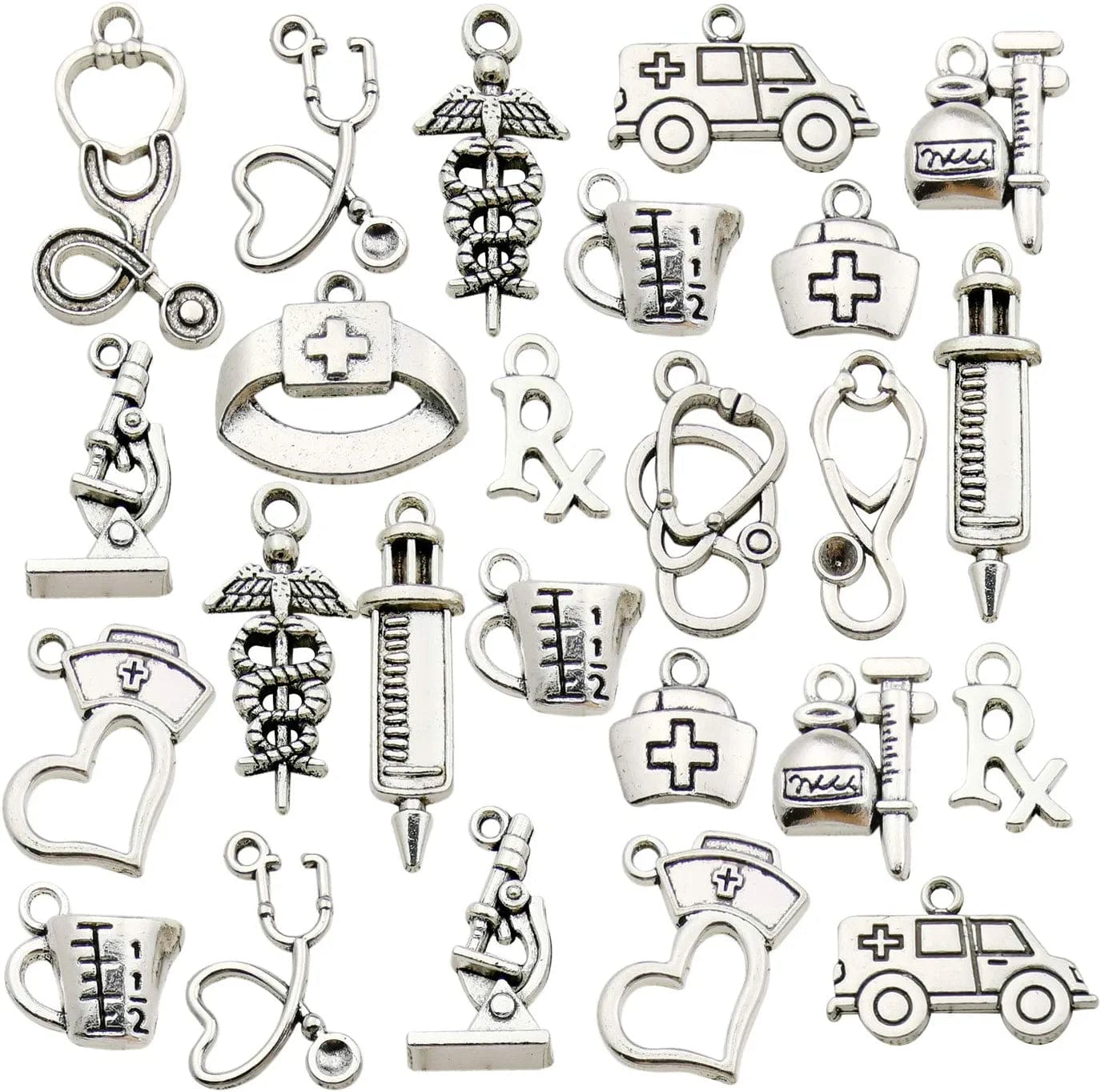 100G(80Pcs) Wholesale Bulk Lots Antique Silver Animals Cat Dog Pet Charms Pendants for Jewelry Making Crafting Findings Accessory for DIY Necklace Bracelet Earrings SM293 Nurse Charms
