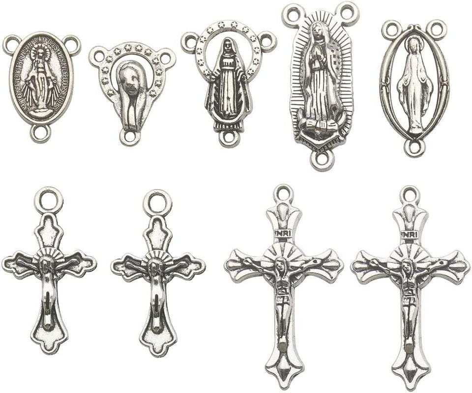 100G (About 42Pcs) Craft Supplies Antique Silver Jesus Christ Cross Charms Pendants for Crafting, Jewelry Findings Making Accessory for DIY Necklace Bracelet (M266) Silver