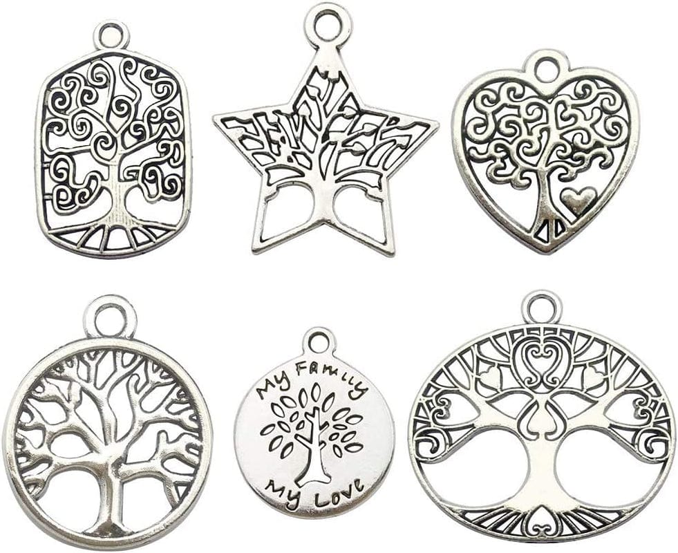 100G Craft Supplies Mixed Tree of Life Pendants Beads Charms Pendants for Crafting, Jewelry Findings Making Accessory for DIY Necklace Bracelet (M075) M147