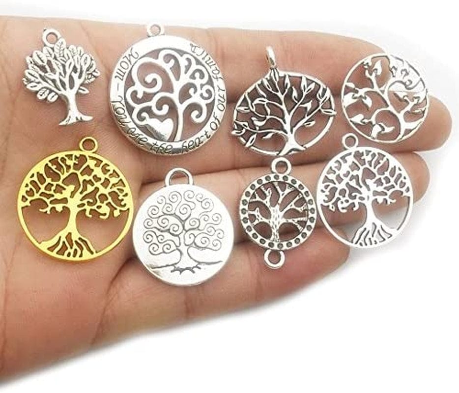 100G Craft Supplies Mixed Tree of Life Pendants Beads Charms Pendants for Crafting, Jewelry Findings Making Accessory for DIY Necklace Bracelet (M075)