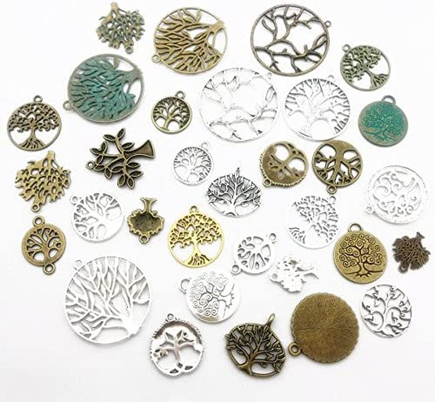 100G Craft Supplies Mixed Tree of Life Pendants Beads Charms Pendants for Crafting, Jewelry Findings Making Accessory for DIY Necklace Bracelet (M075)