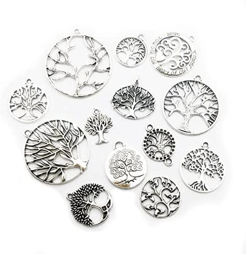 100G Craft Supplies Mixed Tree of Life Pendants Beads Charms Pendants for Crafting, Jewelry Findings Making Accessory for DIY Necklace Bracelet (M075)