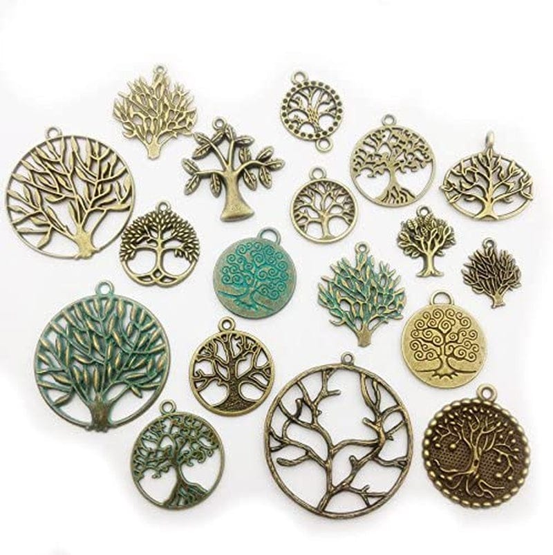 100G Craft Supplies Mixed Tree of Life Pendants Beads Charms Pendants for Crafting, Jewelry Findings Making Accessory for DIY Necklace Bracelet (M075)