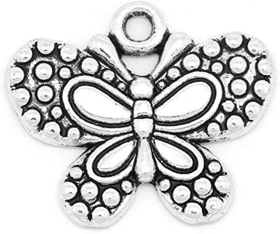 100Pc Antiqued Silver Alloy Angel Wing Charms Pendants 21X8Mm (7/8" X 3/8") 26#. Butterfly