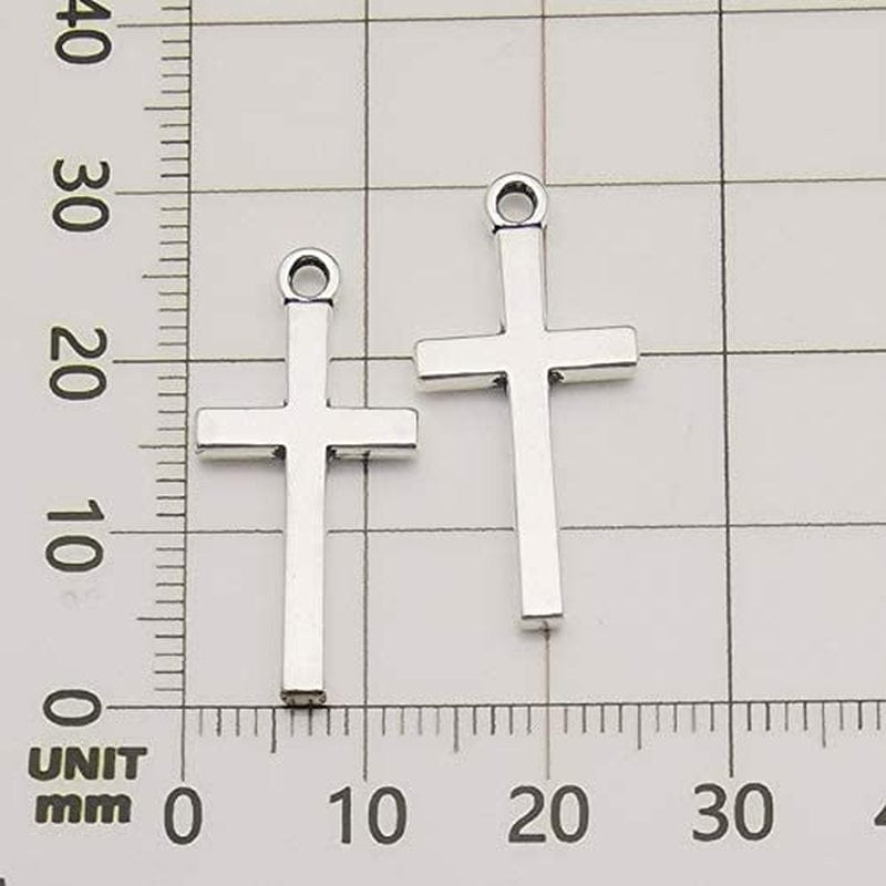 100Pcs 13X27Mm Silver Small Cross Charms Pendants Beads for Jewelry Making Crafting Findings Accessory for DIY Necklace Bracelet (7916) Antique Silver#13x27mm