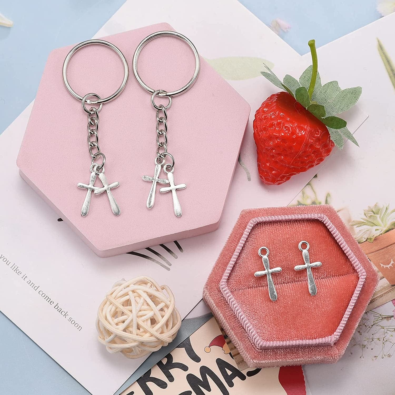 100Pcs Antique Silver Plated Double Sided Cross Charms Pendant DIY Bracelets Necklace Jewelry Making Craft Wholesale 21Mmx11Mm(A148)