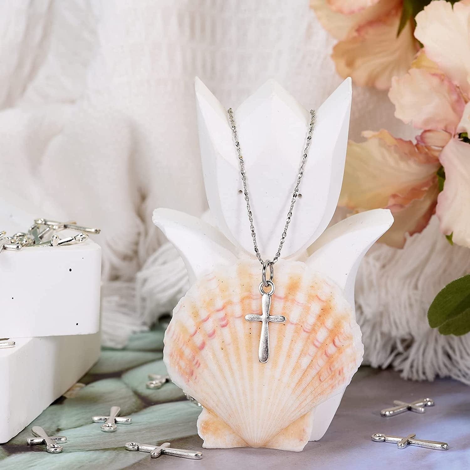 100Pcs Antique Silver Plated Double Sided Cross Charms Pendant DIY Bracelets Necklace Jewelry Making Craft Wholesale 21Mmx11Mm(A148)