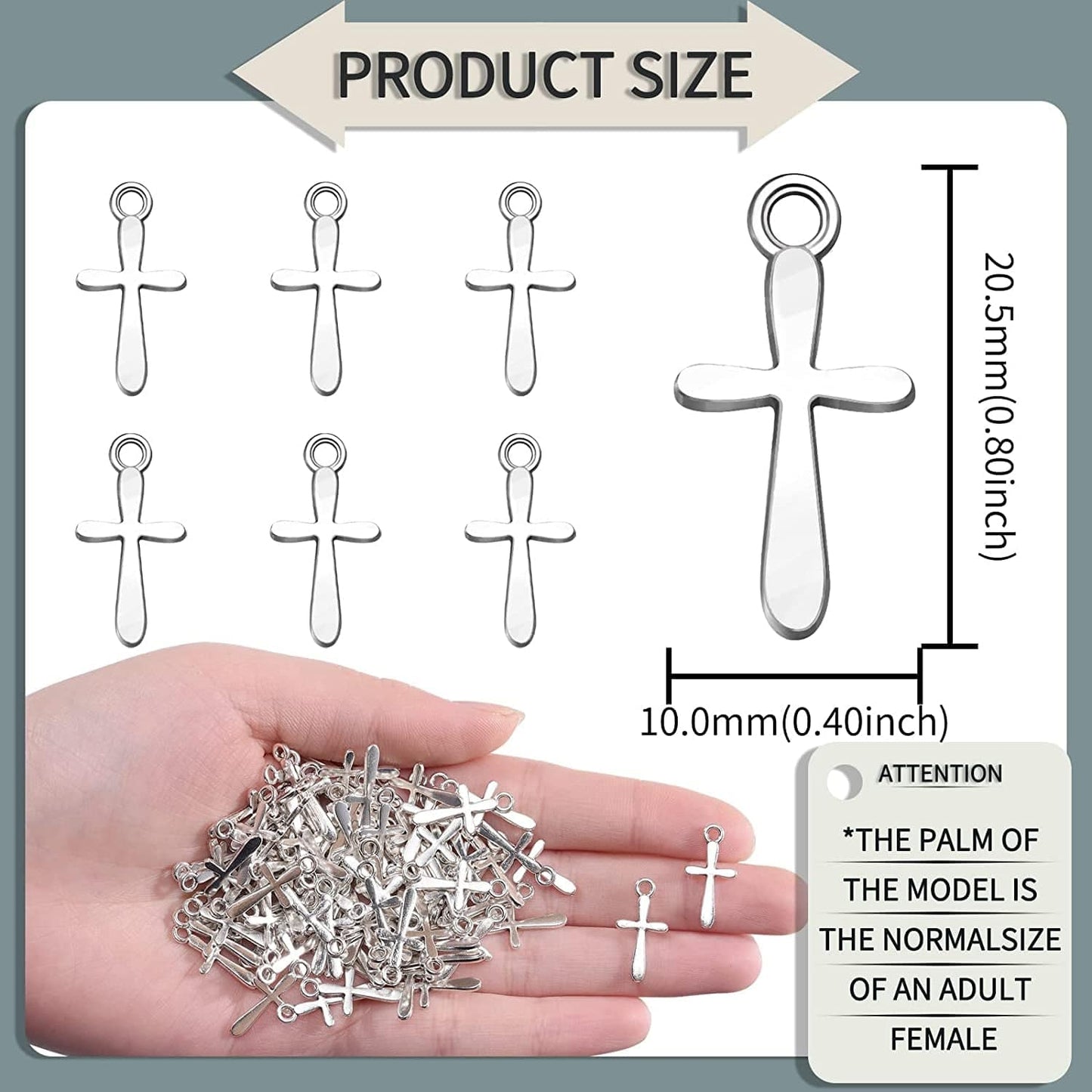 100Pcs Antique Silver Plated Double Sided Cross Charms Pendant DIY Bracelets Necklace Jewelry Making Craft Wholesale 21Mmx11Mm(A148)