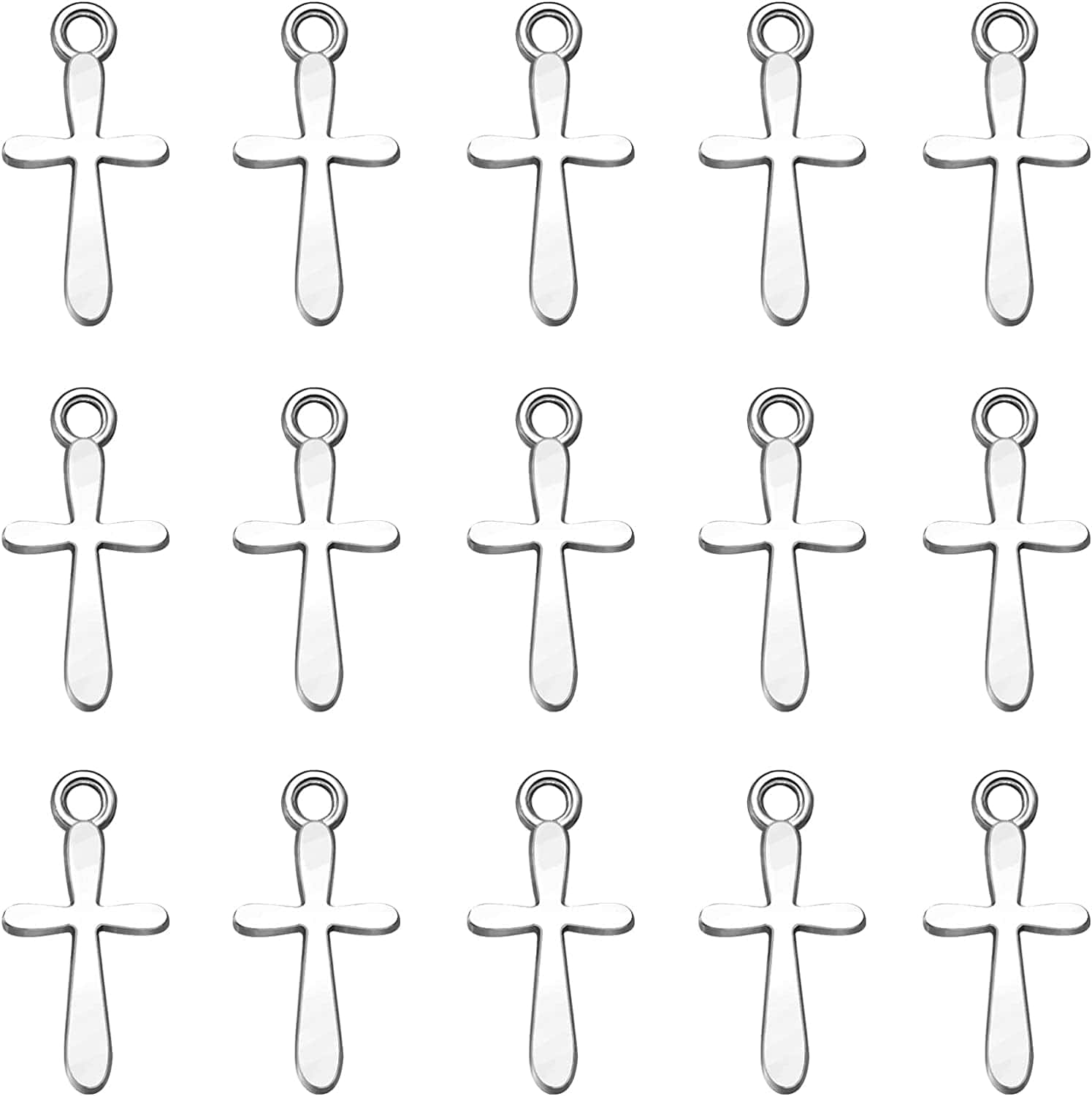 100Pcs Antique Silver Plated Double Sided Cross Charms Pendant DIY Bracelets Necklace Jewelry Making Craft Wholesale 21Mmx11Mm(A148)