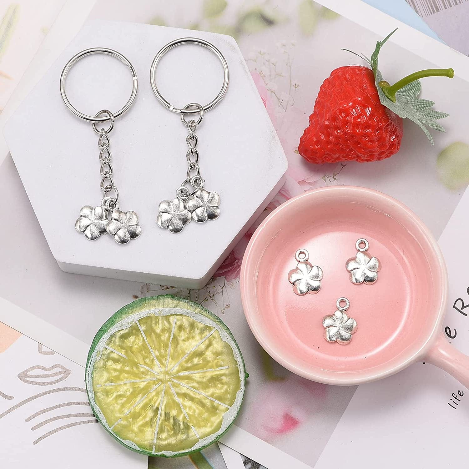 100Pcs Antique Silver Plated Flowers Charms Pendant DIY Bracelets Necklace Jewelry Making Craft Wholesale 15Mmx11Mm(A283)