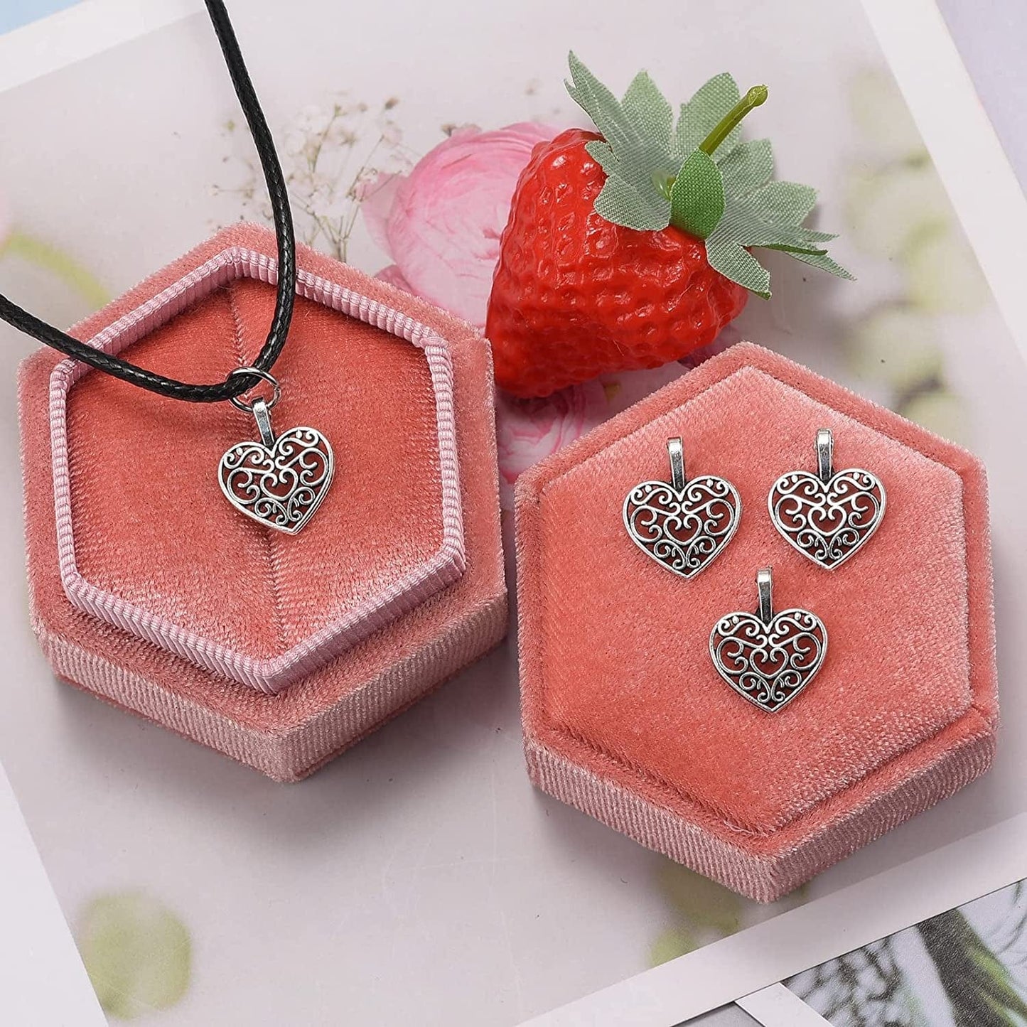 100Pcs Antique Silver Plated Hollow Lovely Heart Charms Pendant DIY Bracelets Necklace Jewelry Making Craft Wholesale 16Mmx14Mm(A285)