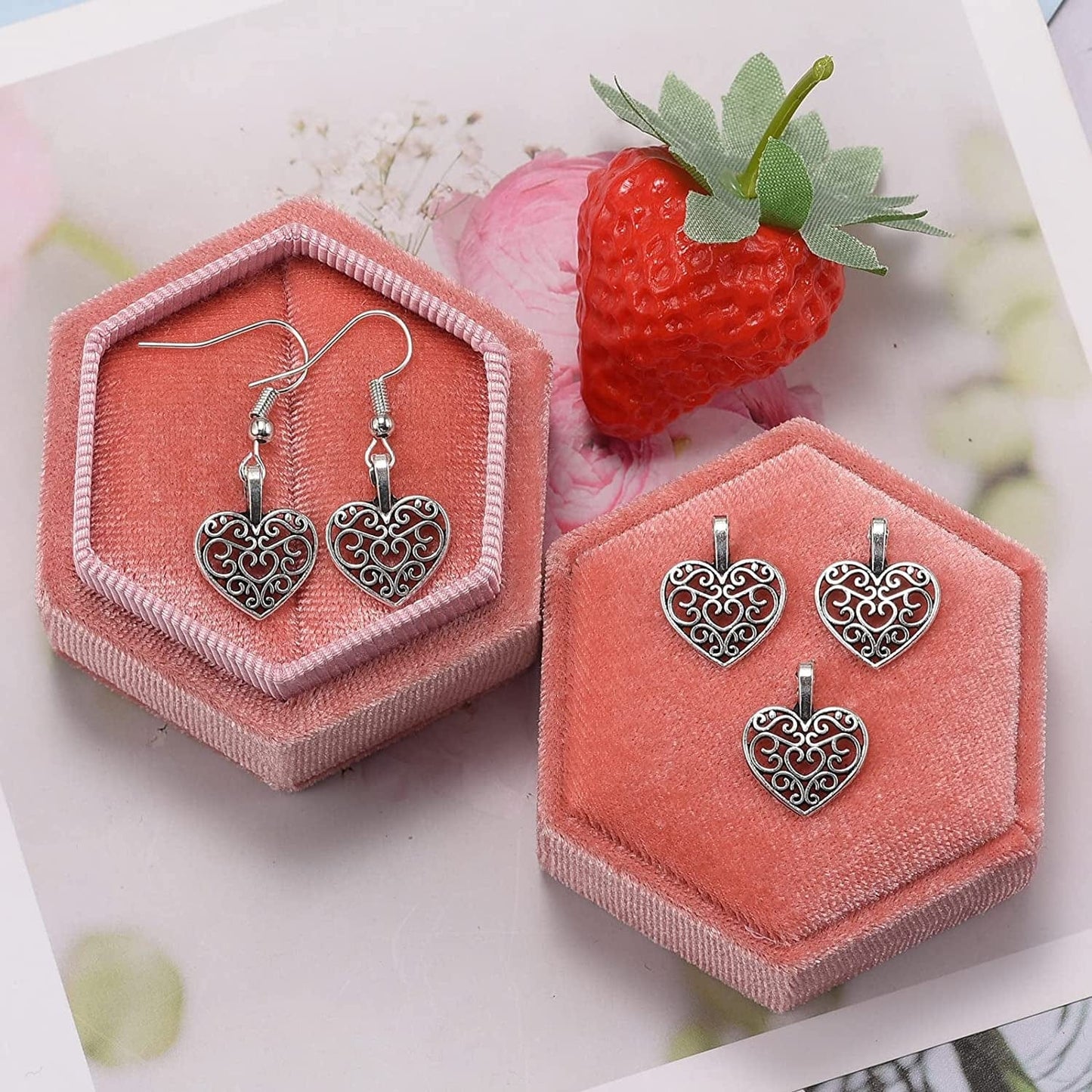 100Pcs Antique Silver Plated Hollow Lovely Heart Charms Pendant DIY Bracelets Necklace Jewelry Making Craft Wholesale 16Mmx14Mm(A285)