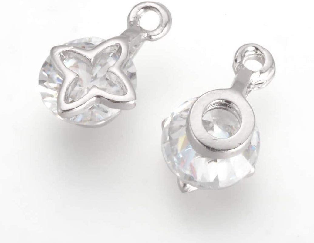 100Pcs Cubic Zirconia Alloy Charms Heart Shaped KC Gold Pendants for Jewelry Making Choker Tiny Dangle Accessories Valentine'S Day Wedding Platinum-Clover