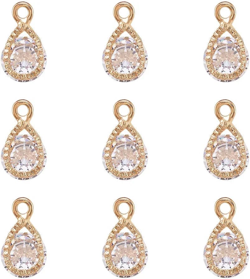 100Pcs Cubic Zirconia Alloy Charms Heart Shaped KC Gold Pendants for Jewelry Making Choker Tiny Dangle Accessories Valentine'S Day Wedding Gold-Drop