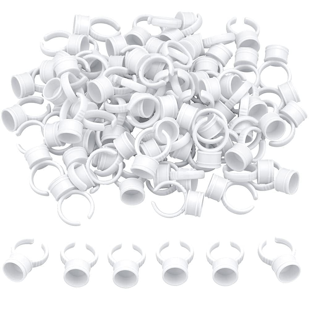 100PCS Disposable Plastic Nail Art Tattoo Glue Pallet Holder Eyelash Extension Rings Adhesive Pigment Holders Ink Cup Rings Makeup Application Tools Health & Beauty > Personal Care > Cosmetics > Cosmetic Tools > Makeup Tools G2PLUS White