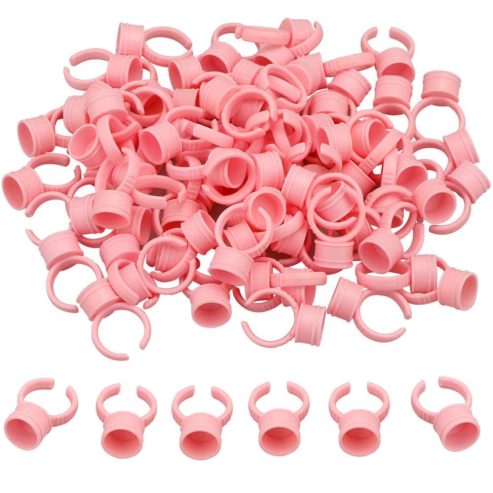 100PCS Disposable Plastic Nail Art Tattoo Glue Pallet Holder Eyelash Extension Rings Adhesive Pigment Holders Ink Cup Rings Makeup Application Tools Health & Beauty > Personal Care > Cosmetics > Cosmetic Tools > Makeup Tools G2PLUS Pink