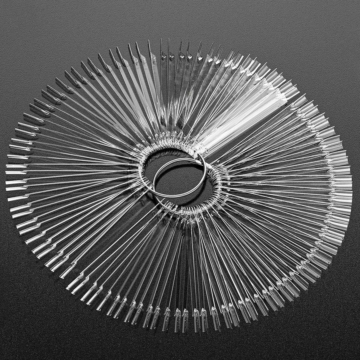 100Pcs Fan-Shaped Nail Swatch Sticks, False Fake Nail Art Tips Sticks Polish Gel Salon Display Practice Tools with Metal Split Ring Holder (Clear) Health & Beauty > Personal Care > Cosmetics > Cosmetic Tools > Nail Tools SUBAY